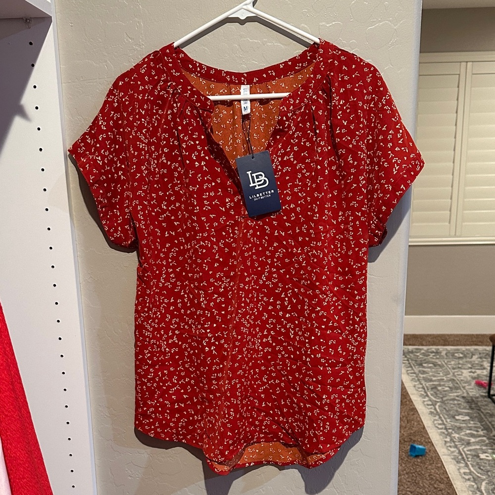 Women's Red Floral Top